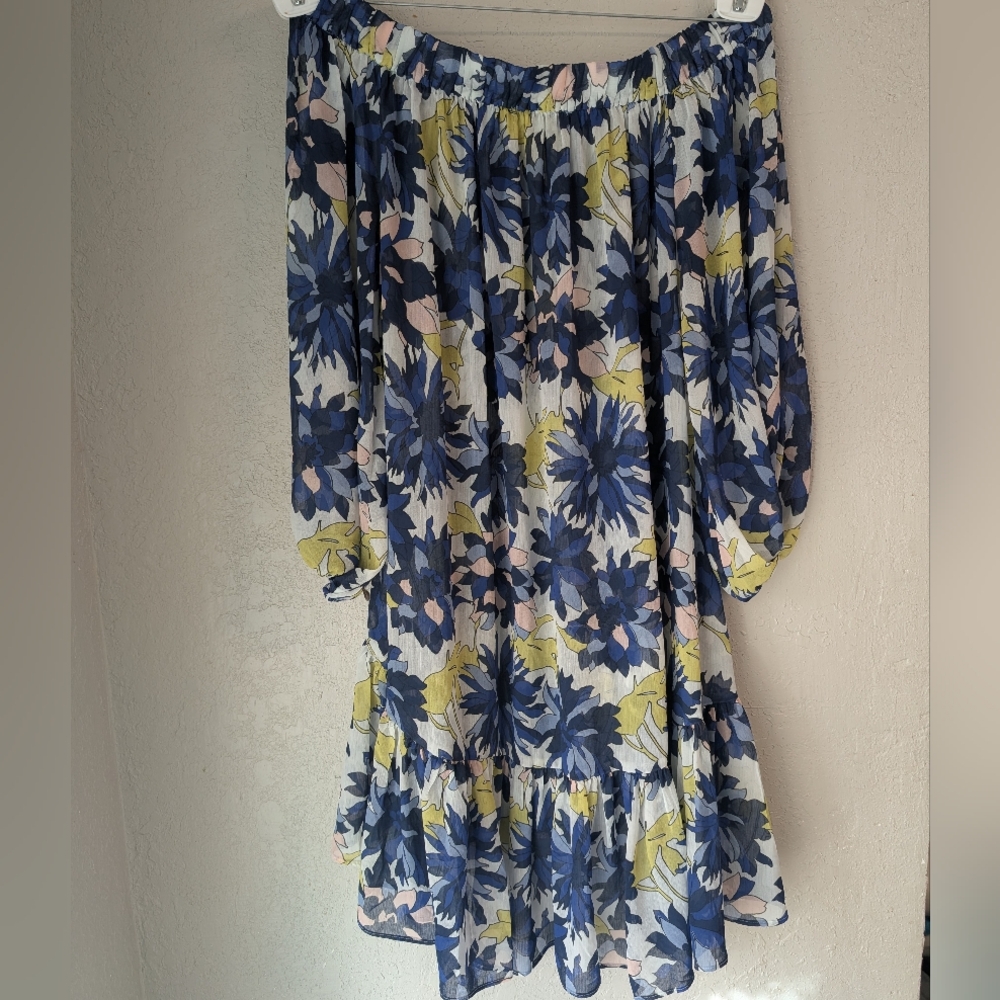 Ted Baker Floral Swim Cover Dress S Blue Pink Yellow Coquette Dainty Modest Boho